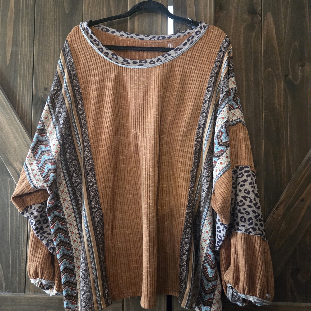 Bohemian Patchwork Brown Top